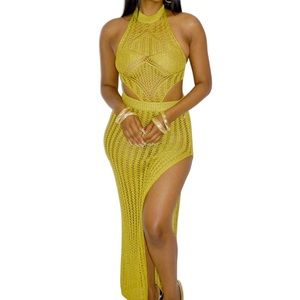 Green Two Piece Skirt Set